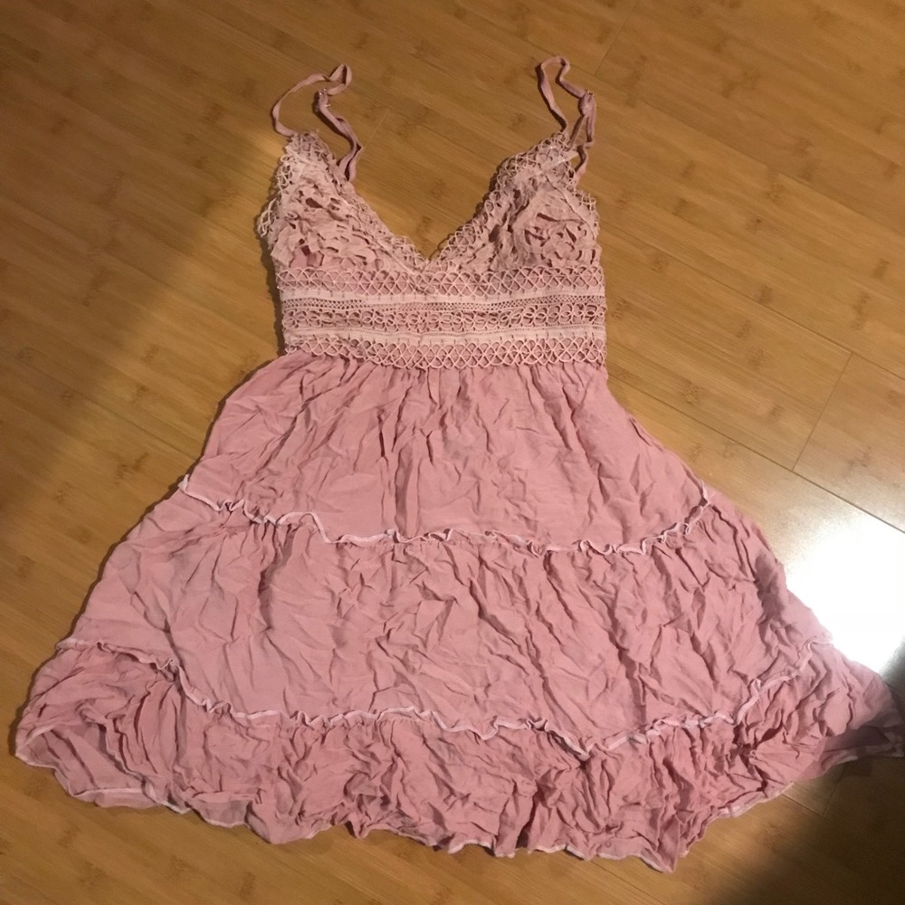 Pink Sundress Open Back & Lace Detail (never worn)